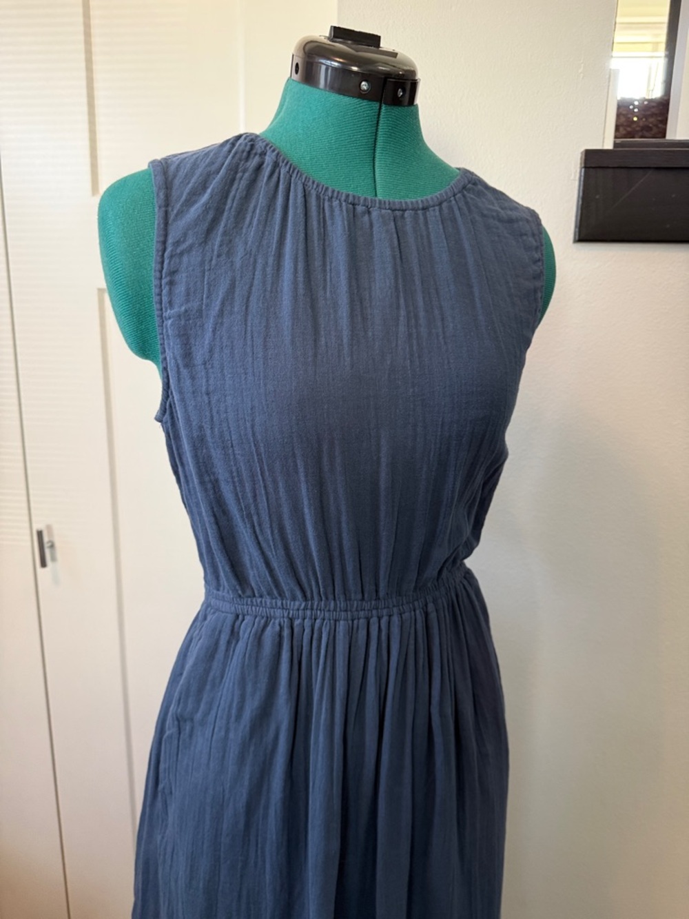 Pact Navy Sleeveless Midi Dress with Gathered Waist - Picture 3 of 5